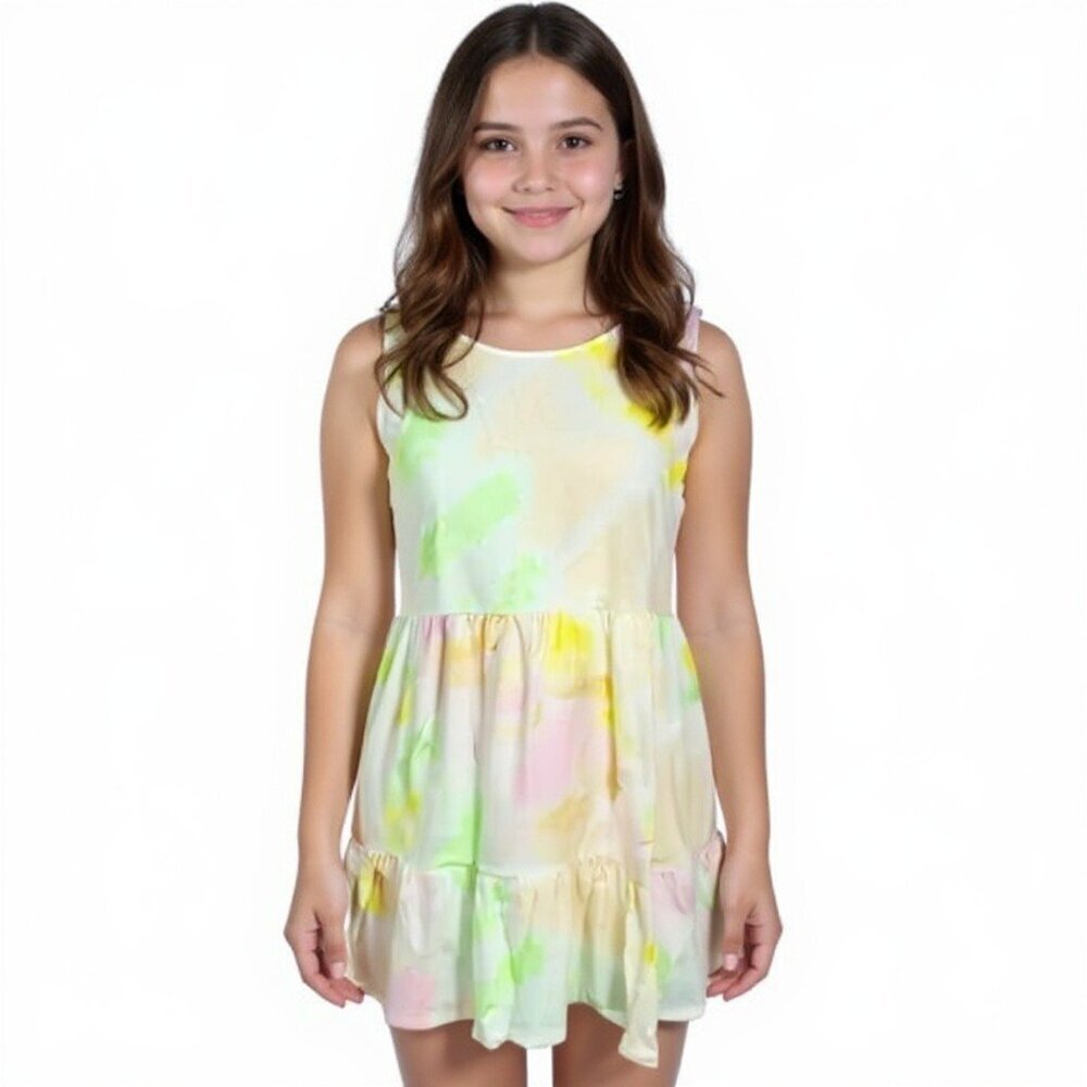 love,fire baby doll dress tiered sleeveless baby tie dye green pink Size XL
